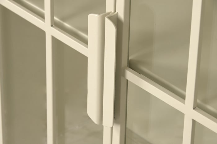 Commode Métal Verre Trempé 85x37x100 cm Crème Mat