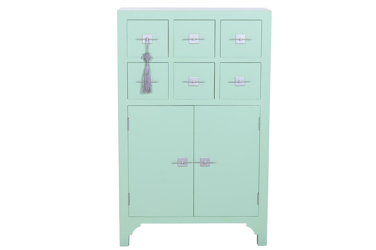 Commode Sapin MDF 63x27x101 cm Vert Menthe