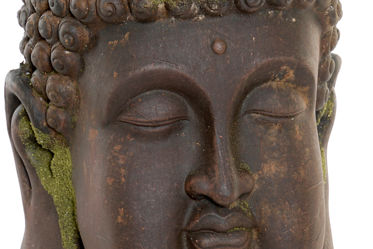 Grand cache pot Bouddha en Fibre De Verre 25x24x30 cm Noir Vieilli