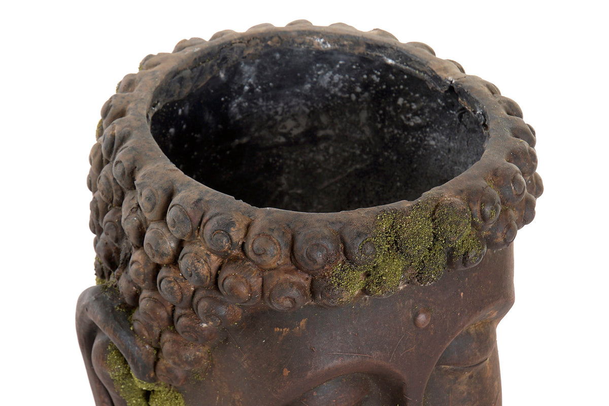 Grand cache pot Bouddha en Fibre De Verre 25x24x30 cm Noir Vieilli