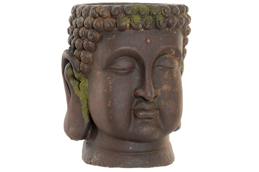 Grand cache pot Bouddha en Fibre De Verre 25x24x30 cm Noir Vieilli