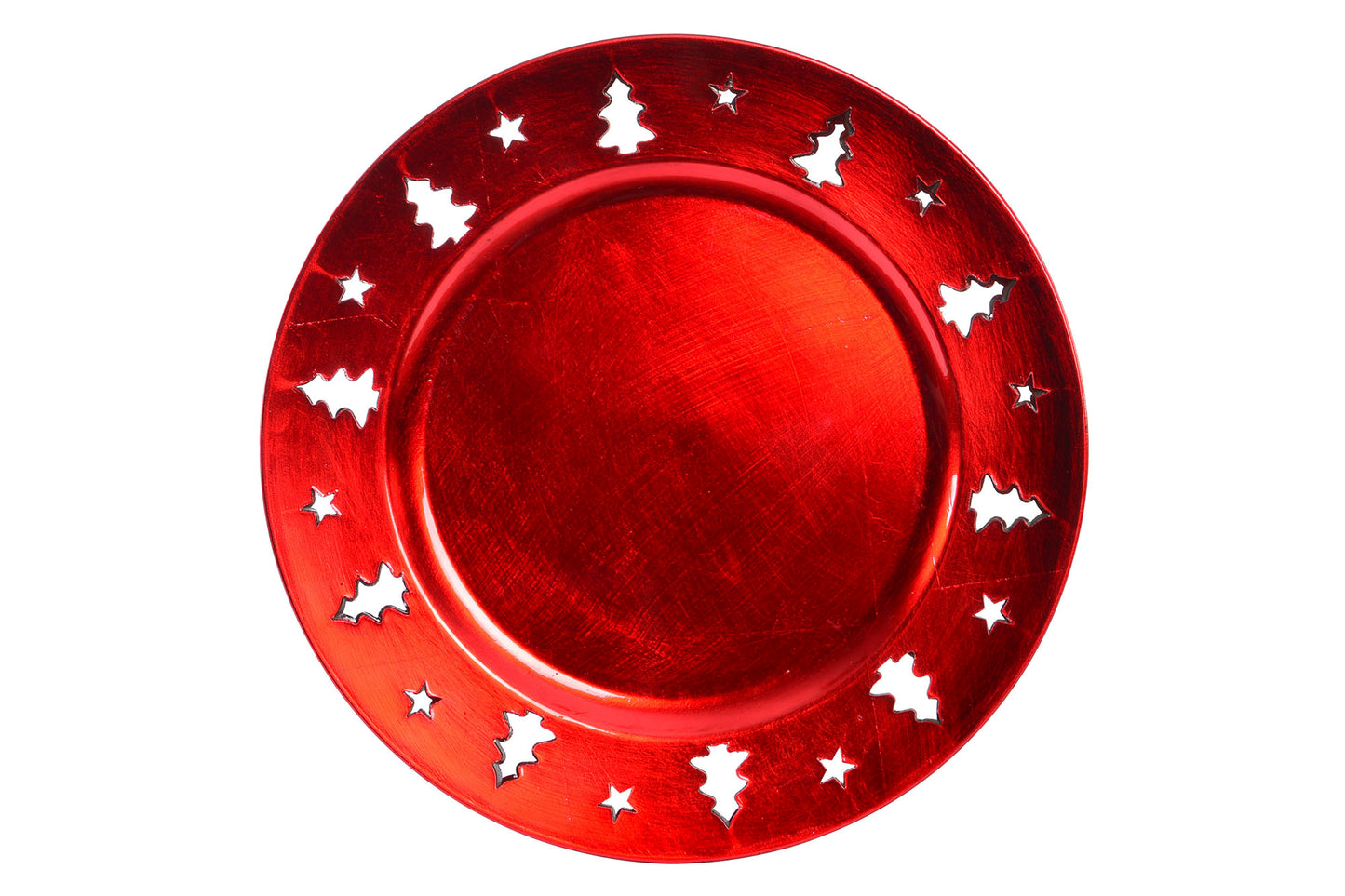 ASSIETTE / CENTRE DE TABLE 'SAPINS ROUGES'