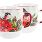 mug en PORCELAINE "poinsettia et rouge gorge"