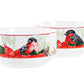 BOL en PORCELAINE "poinsettia et rouge gorge"