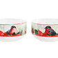 BOL en PORCELAINE "poinsettia et rouge gorge"