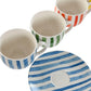 Coffret 6 TASSES A CAFE + SOUCOUPES RAYEES