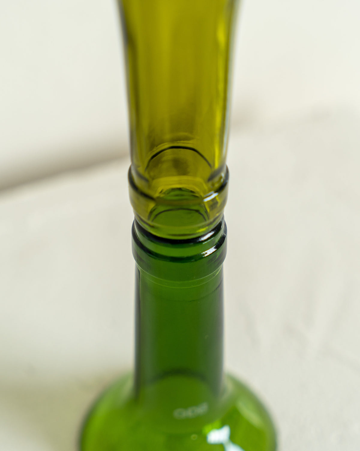 Bougeoir Verre Recyclé Q de bouteilles Feuille Morte/Vert