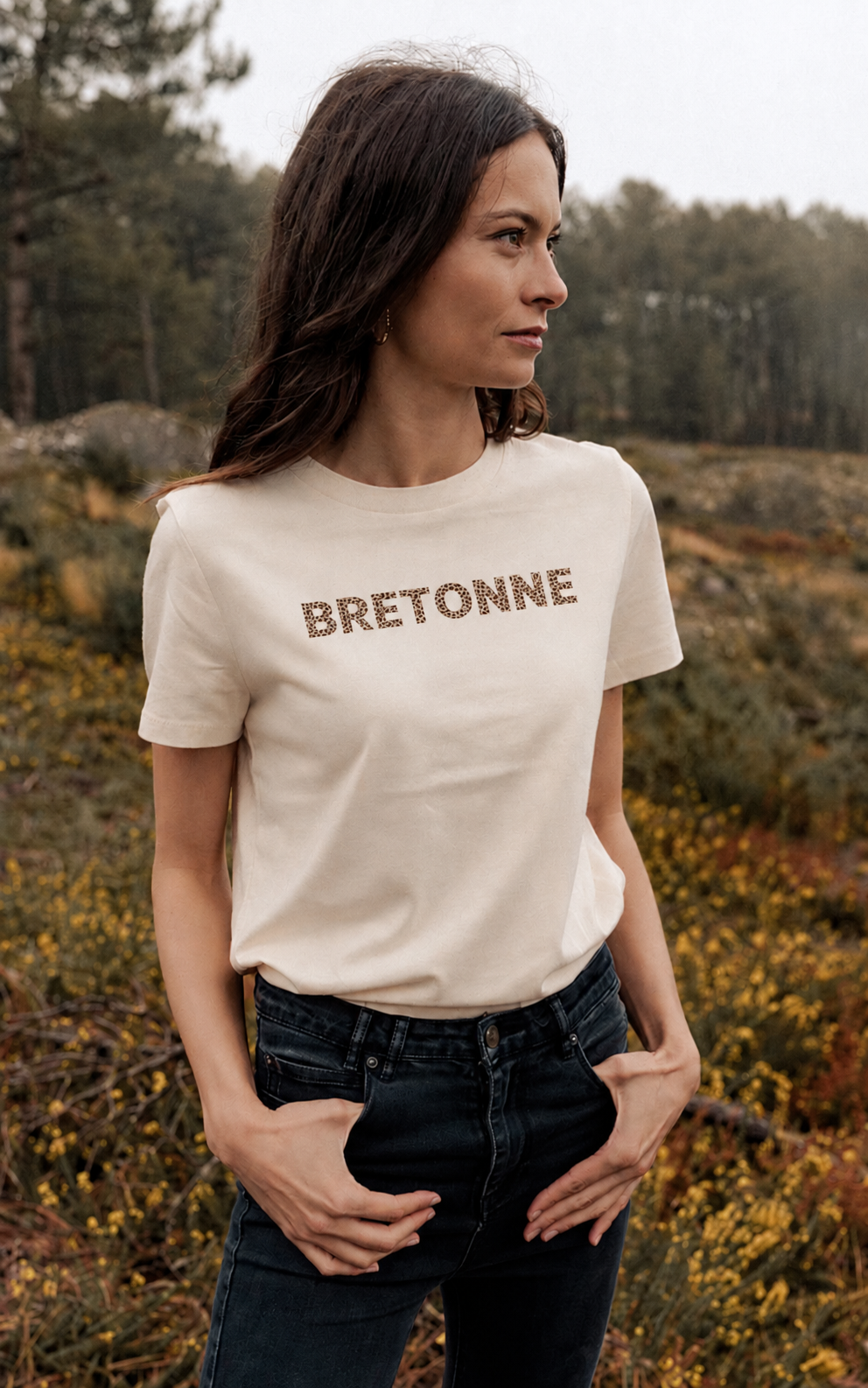 T-shirt femme Texte léopard "BRETONNE" - Breizh club