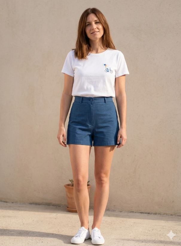T-shirt brodé "balade en vélo" Taille M