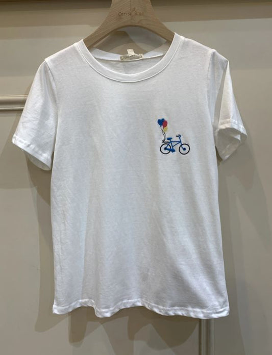 T-shirt brodé "balade en vélo" Taille L
