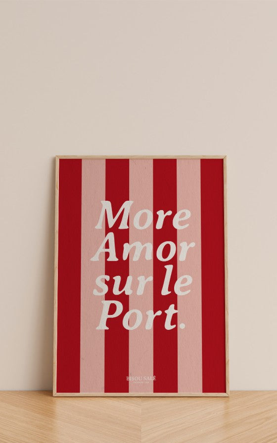 Affiche à rayures More amor sur le port A3