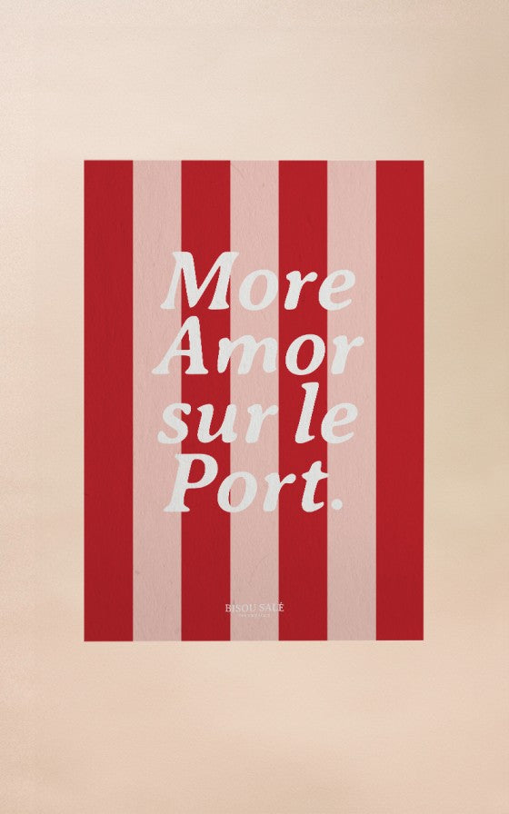 Affiche à rayures More amor sur le port A3