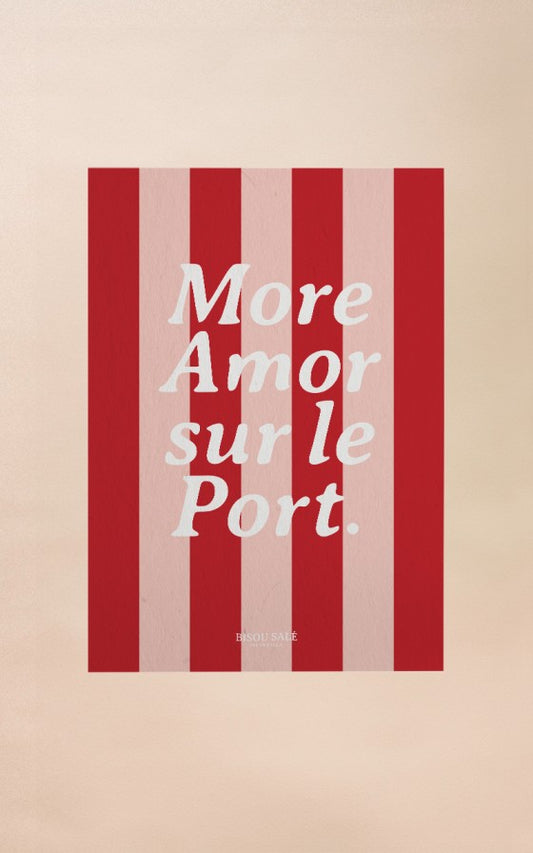 Affiche à rayures More amor sur le port A3