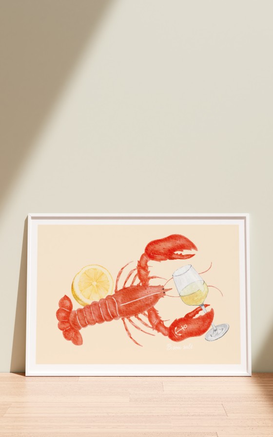 Affiche Homard vin blanc A3