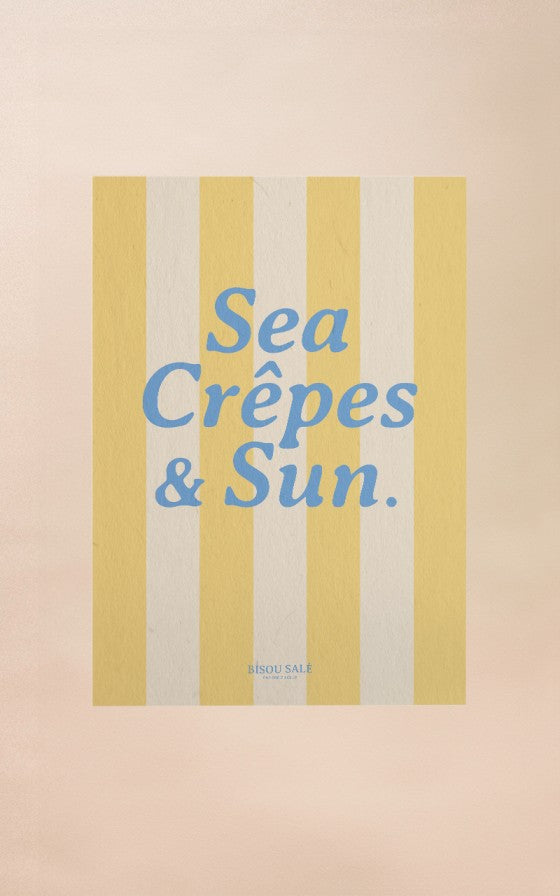 AFFICHE à rayures Sea crêpe and sun A3
