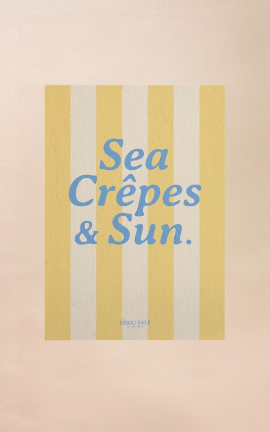 AFFICHE à rayures Sea crêpe and sun A3