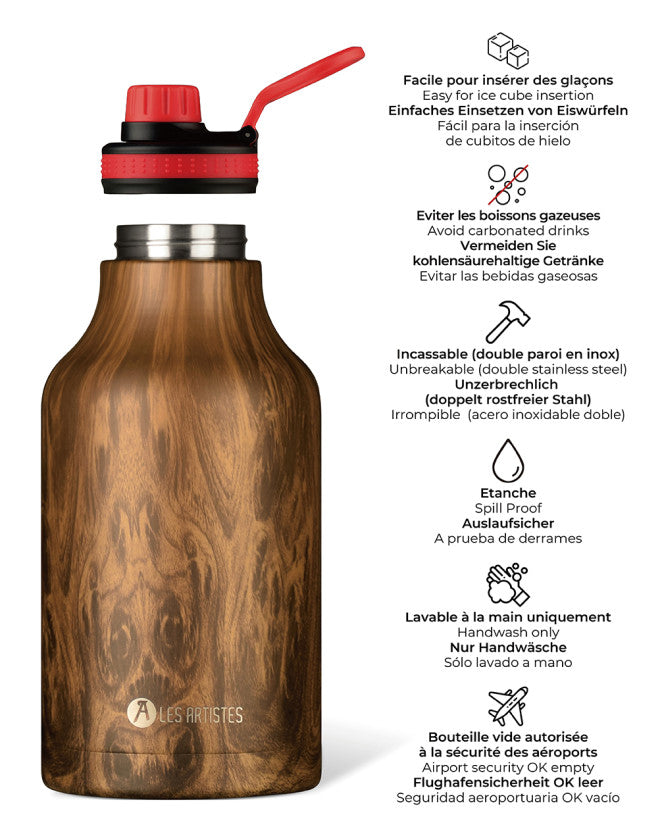 Bouteille isotherme XL Wood 2000 ml - Les Artistes