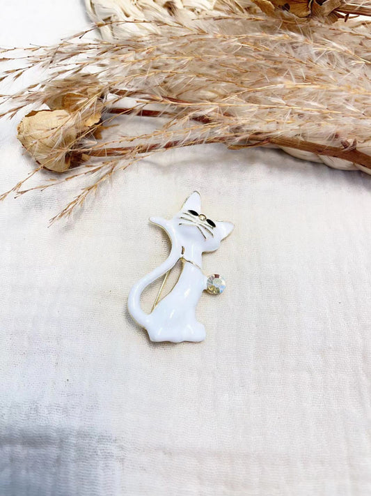 Broche "chat" blanc