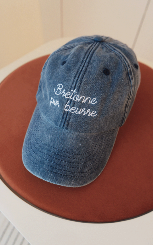 Casquette vintage brodée Bretonne pur beurre bleue