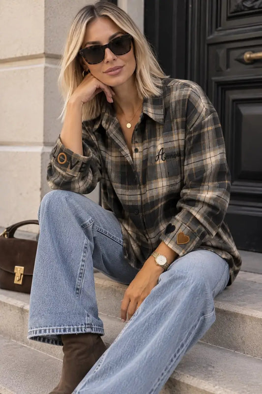 Chemise Femme Oversize à Carreaux Brodée Emma & Ashley Design