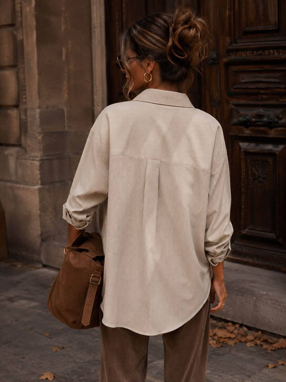 Chemise Oversize à Rayures avec Cœur Brodé - Taille M/L