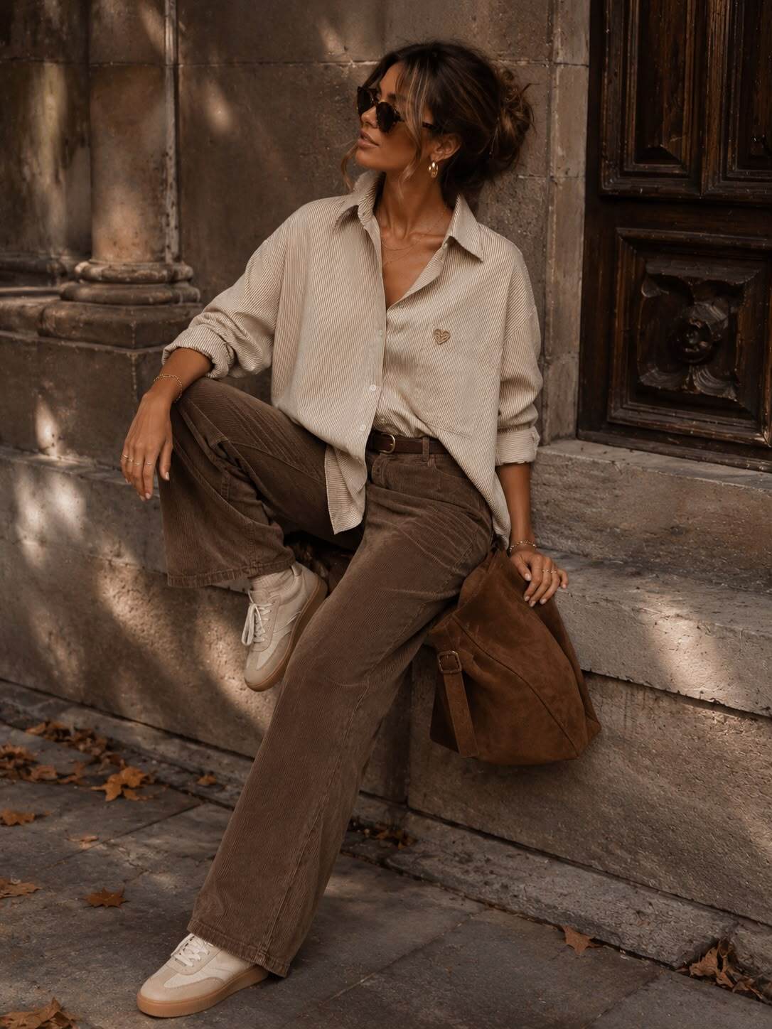 Chemise Oversize à Rayures avec Cœur Brodé - Taille M/L
