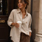 Chemise Oversize à Rayures avec Cœur Brodé - Taille M/L