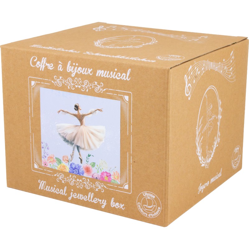 Coffre Musical 2 Tiroirs Ballerine 17x15x13 cm