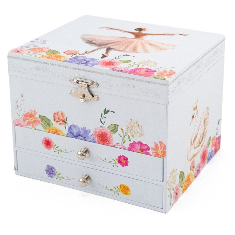 Coffre Musical 2 Tiroirs Ballerine 17x15x13 cm