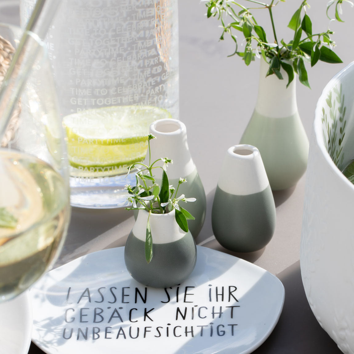 Lot de 4 mini VASES PASTELS Verts - Räder design