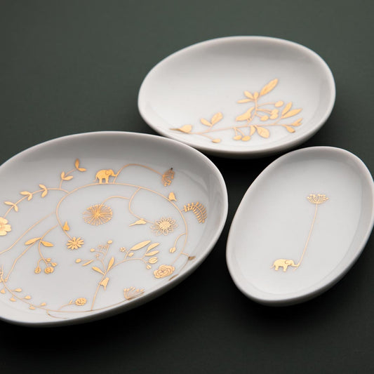Lot de 3 mini vides poches en porcelaine Wonderland « Fleurs »