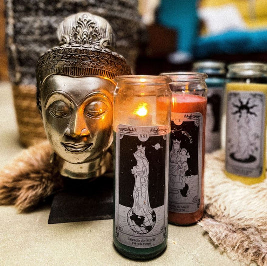Bougie bijou divinatoire " tarot de la Vierge XXI" - J'ai vu la Vierge