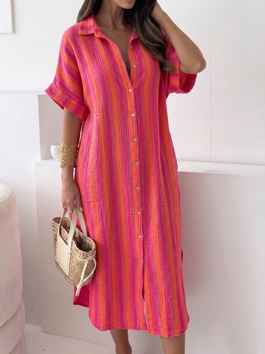 Robe chemise en gaze de coton