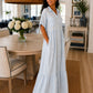 Robe Chemise Longue Fluide Tendance – Made in Italy - Bleu ciel