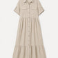 Robe Chemise Longue Fluide Tendance – Made in Italy - écru