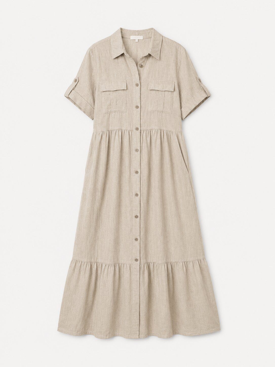 Robe Chemise Longue Fluide Tendance – Made in Italy - écru