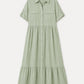Robe Chemise Longue Fluide Tendance – Made in Italy - vert pâle