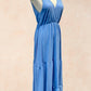 Robe longue fluide noeud épaule - BLEU CIEL