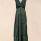 Robe longue fluide noeud épaule - KAKI
