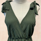 Robe longue fluide noeud épaule - KAKI