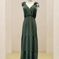 Robe longue fluide noeud épaule - KAKI