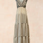 Robe longue fluide noeud épaule - VANILLE