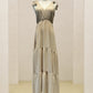 Robe longue fluide noeud épaule - VANILLE