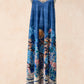 Robe longue bohème Imprimé paysage Méditerranéen BLEU