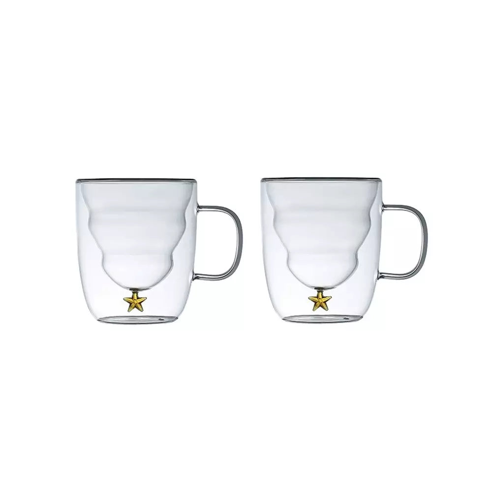 TASSES DOUBLE PAROI ETOILE DOREE 250ML - LOT DE 2