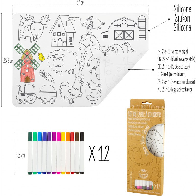 Set De Table À Colorier Thème Ferme Ulysse 7118 37x26 cm