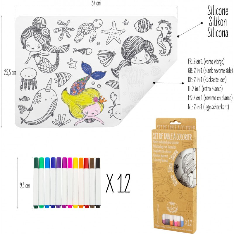Set De Table À Colorier Thème Sirène 37x26 cm