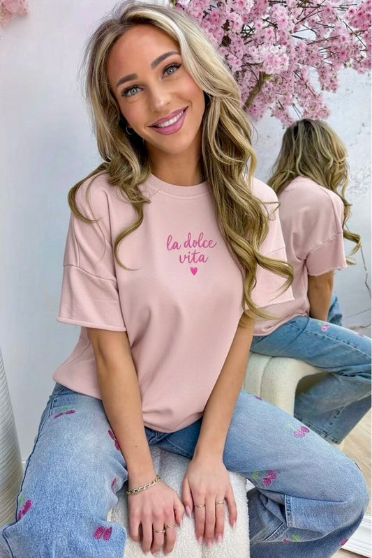T-shirt coton imprimé "dolce vita"