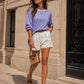 T-shirt Manches Longues Femme Oversize Rayé - Taille S/M