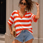T-shirt marinière à col V et finitions dentelle - Taille M/L